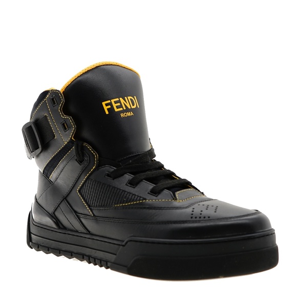 Fendi Other - Fendi High Top Sneakers 7E1397 Black Leather Size 11 US